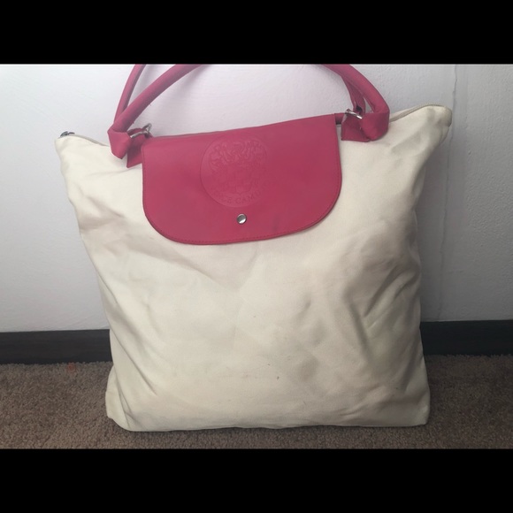 Hot pink and ivory tote bag - Picture 2 of 6